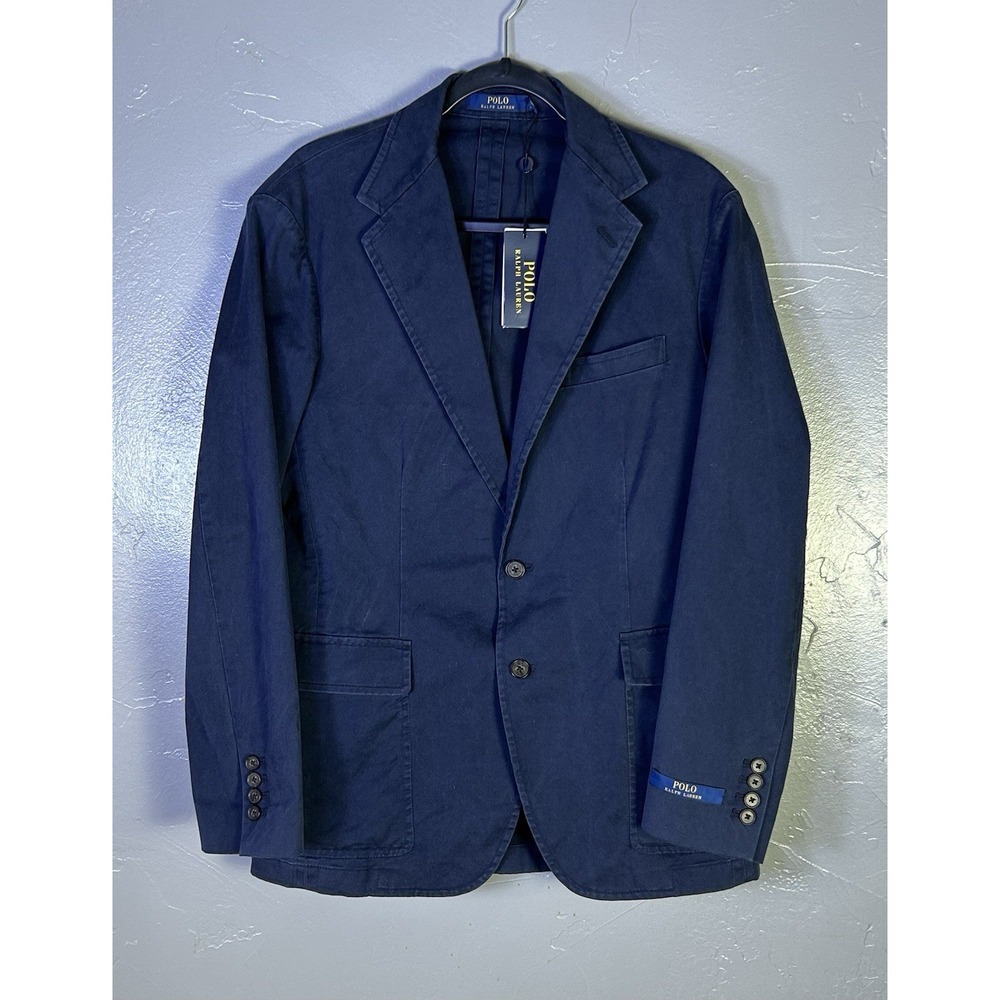 NWOT Polo Ralph Lauren Blue Soft Chino Single Breasted Two-Button Blazer $398 M